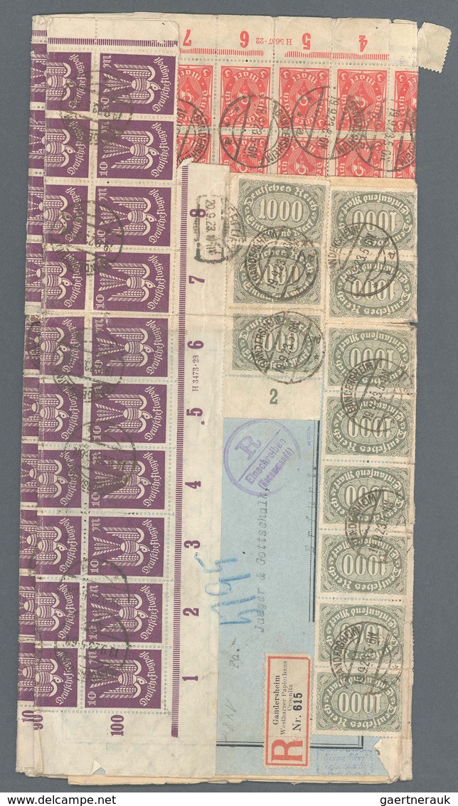 Deutsches Reich - Inflation: 1923, Kleiner Einschreibebrief M. R-Zettel "Gandersheim Westharzer Papi - Lettres & Documents