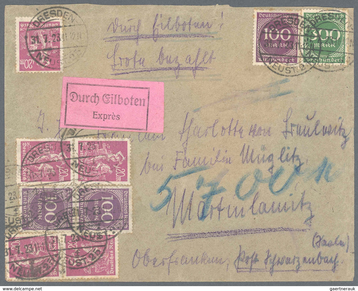 Deutsches Reich - Inflation: 1923, Fern-Brief Per Eilboten-Landzustellung, Mit Angegebener MiF, Von - Lettres & Documents