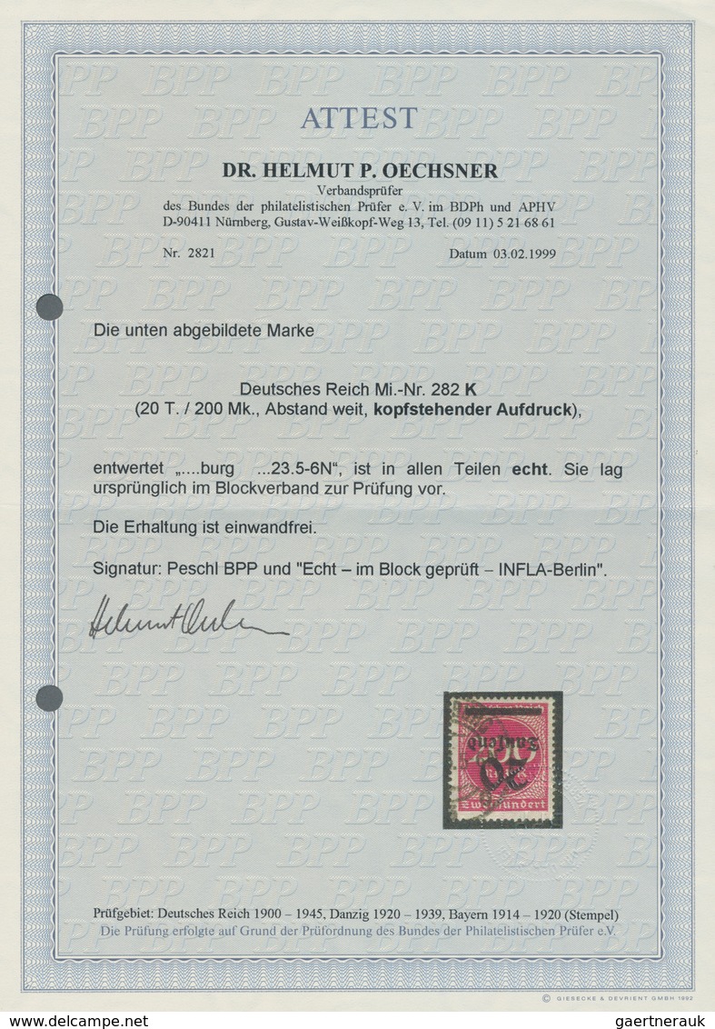 Deutsches Reich - Inflation: 1923, 20 Tsd. Auf 200 M. Mit Kopfstehendem Aufdruck (weiter Abstand, Pl - Lettres & Documents