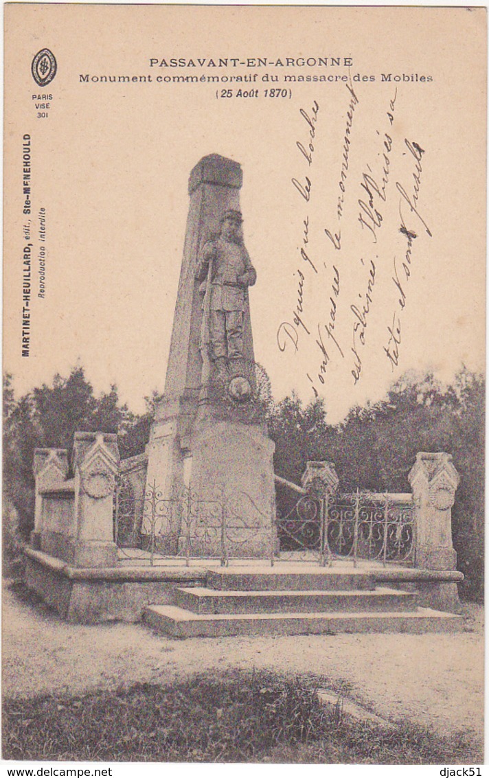 PASSAVANT-EN-ARGONNE - Monument Commémoratif Du Massacre Des Mobiles (25 Août 1870) - Monuments Aux Morts