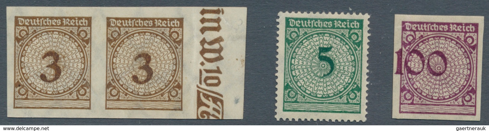 Deutsches Reich - Weimar: 1923, Freimarken Rentenpfennig, 3 Pfg. Im Ungezähnten Waagerechten Randpaa - Neufs