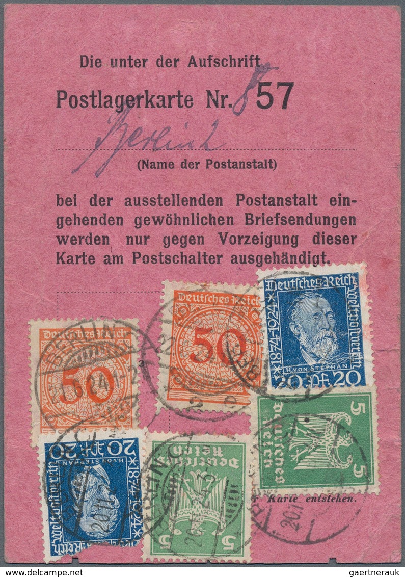 Deutsches Reich - Weimar: 1924, Postlagerkarte Aus Berlin Mehrfach Verlängert, Dazu Drucksache Ab Ei - Unused Stamps