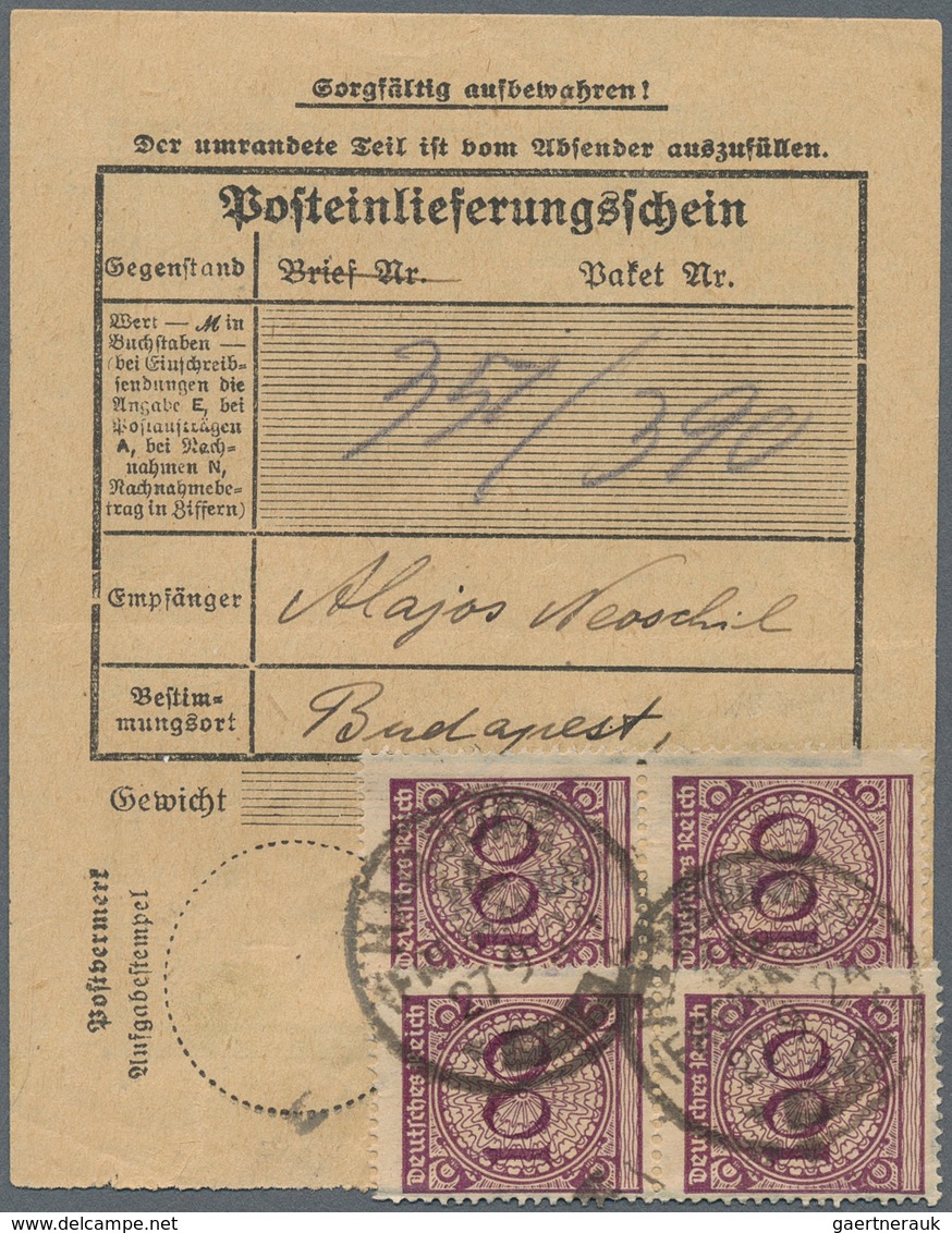 Deutsches Reich - Weimar: 27.9.1924, 100 Pfg. KORBDECKEL, Ungewöhnliche MeF Von Vier Exemplaren Als - Ungebraucht