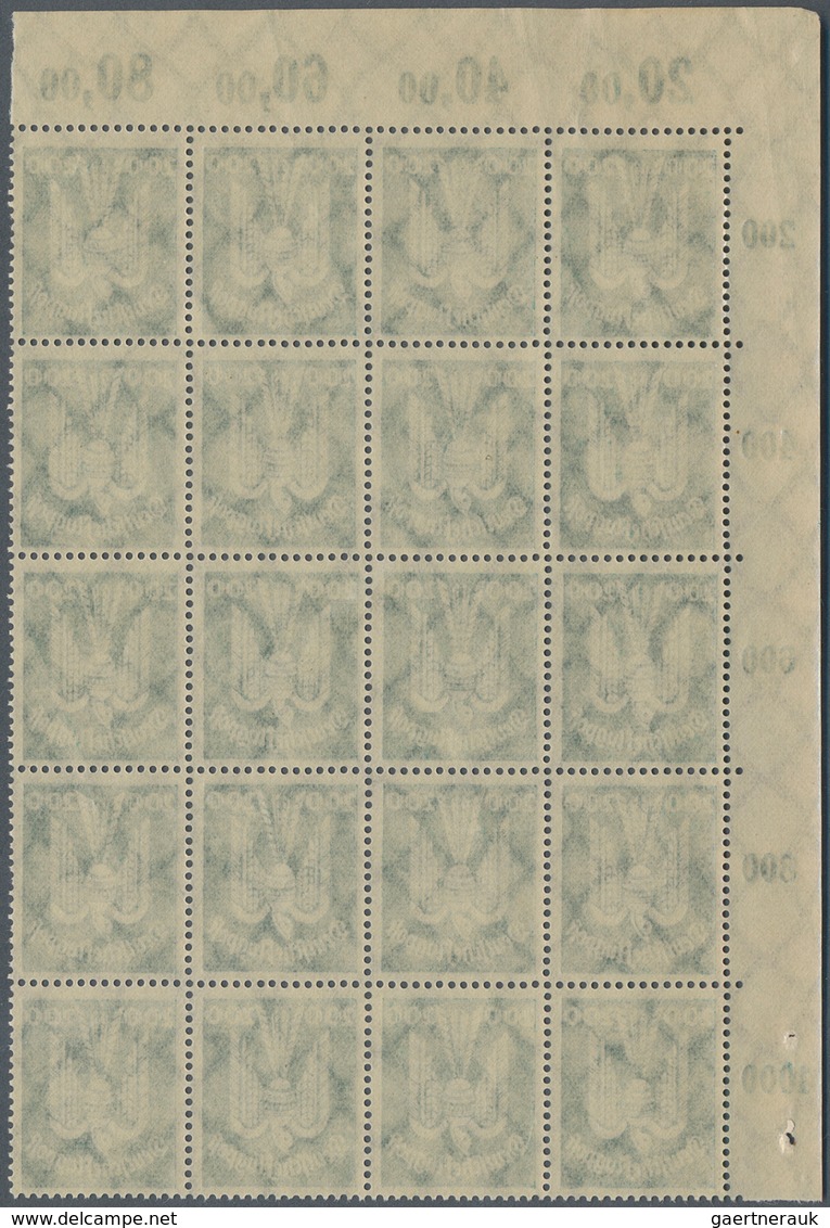 Deutsches Reich - Weimar: 1924, Flugpost Holztaube, 200 Pfg. Lebhaftgrünlichblau Im Eckrand-20er-Blo - Unused Stamps