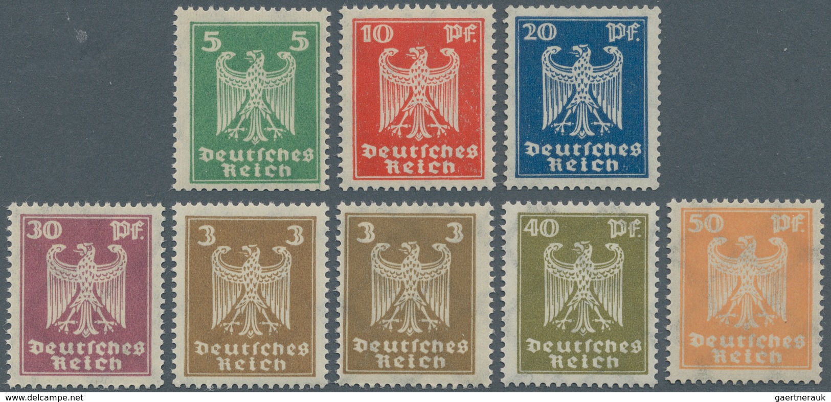 Deutsches Reich - Weimar: 1924, Postfrischer Luxussatz "Neuer Reichsadler", 3 Pfg. In Beiden Farben - Neufs