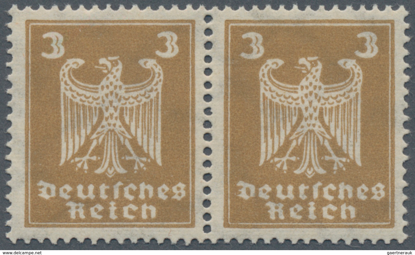 Deutsches Reich - Weimar: 1924, 3 Pf. Reichsadler Mit Wz. Y (liegend), Postfrisch Im Waagerechten Pa - Ungebraucht