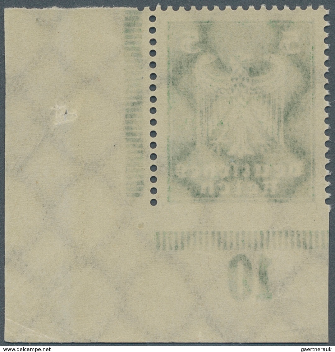 Deutsches Reich - Weimar: 1934, 5 Pfg. Grün "Reichsadler", Unten Ungezähntes Eckrandstück Von Der Re - Unused Stamps