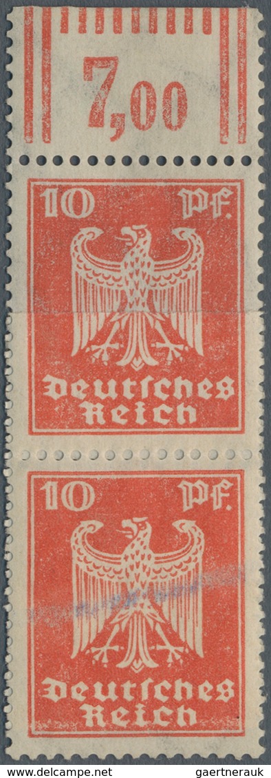 Deutsches Reich - Weimar: 1924, Freimarken: Neuer Reichsadler 10 Pf Auf Geklebter Papierbahn Vom Bog - Unused Stamps