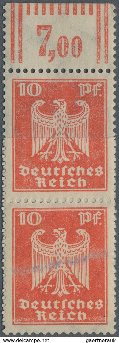 Deutsches Reich - Weimar: 1924, Freimarken: Neuer Reichsadler 10 Pf Auf Geklebter Papierbahn Vom Bog - Ungebraucht