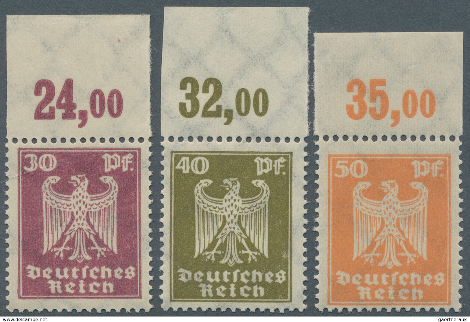 Deutsches Reich - Weimar: 1924, 30 Bis 50 Pf Reichsadler Vom Oberrand Je Plattendruck, Einwandfrei P - Ungebraucht