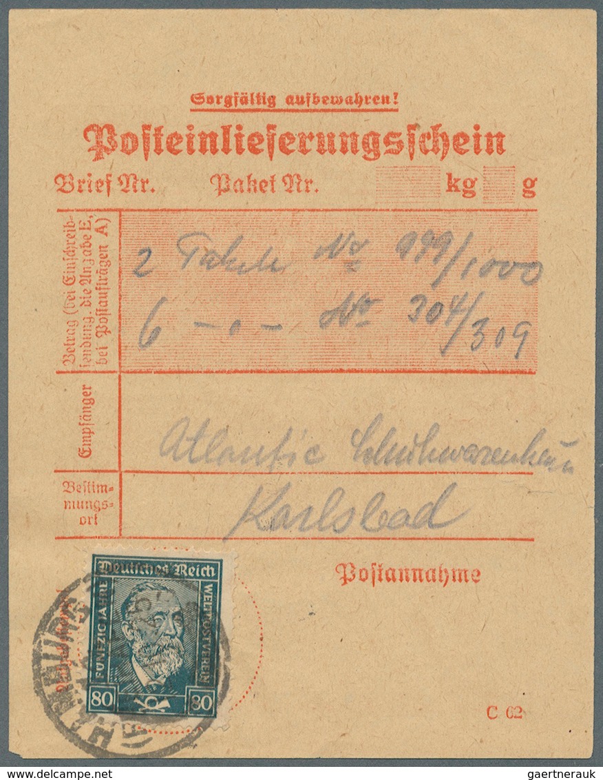 Deutsches Reich - Weimar: 1924, 80 Pfg. Stephan Auf Posteinlieferungsschein Aus "HAMBURG 14. FREIHAF - Unused Stamps