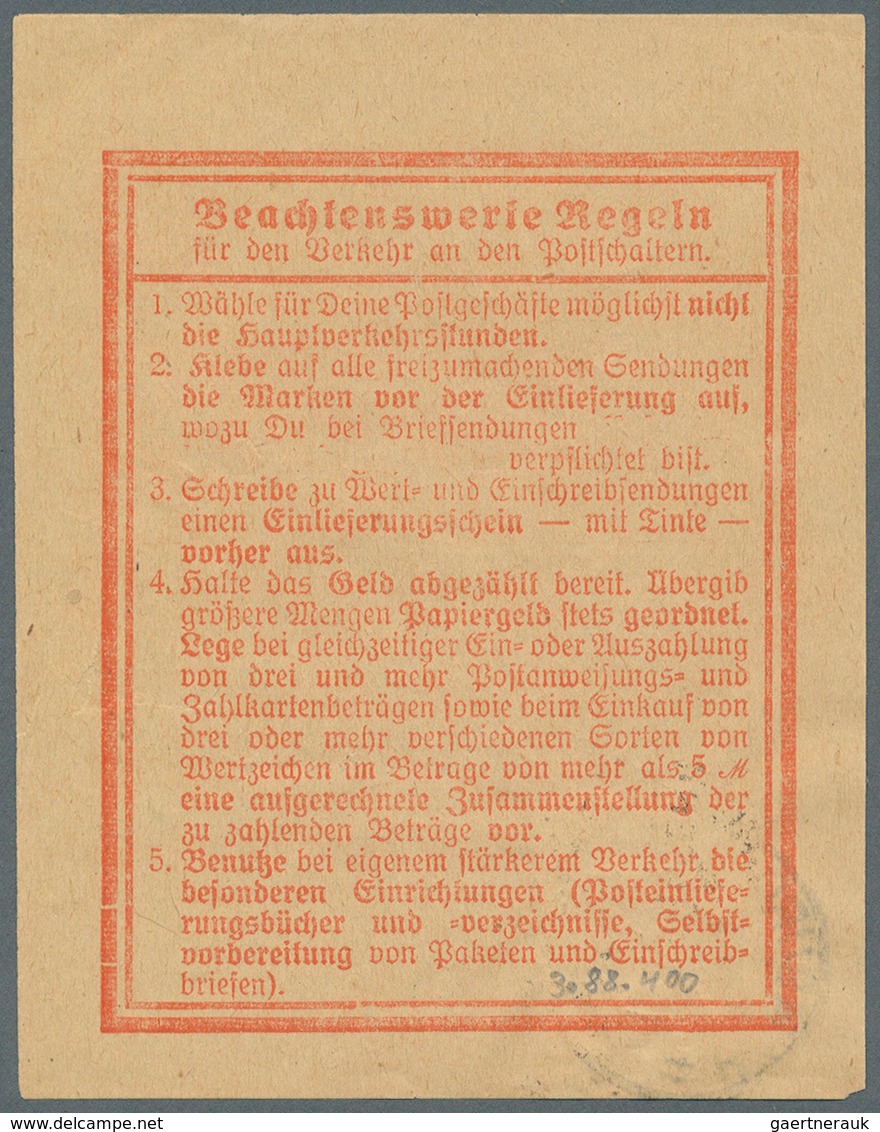 Deutsches Reich - Weimar: 1924, 80 Pfg. Stephan Auf Posteinlieferungsschein Aus "HAMBURG 14. FREIHAF - Ungebraucht