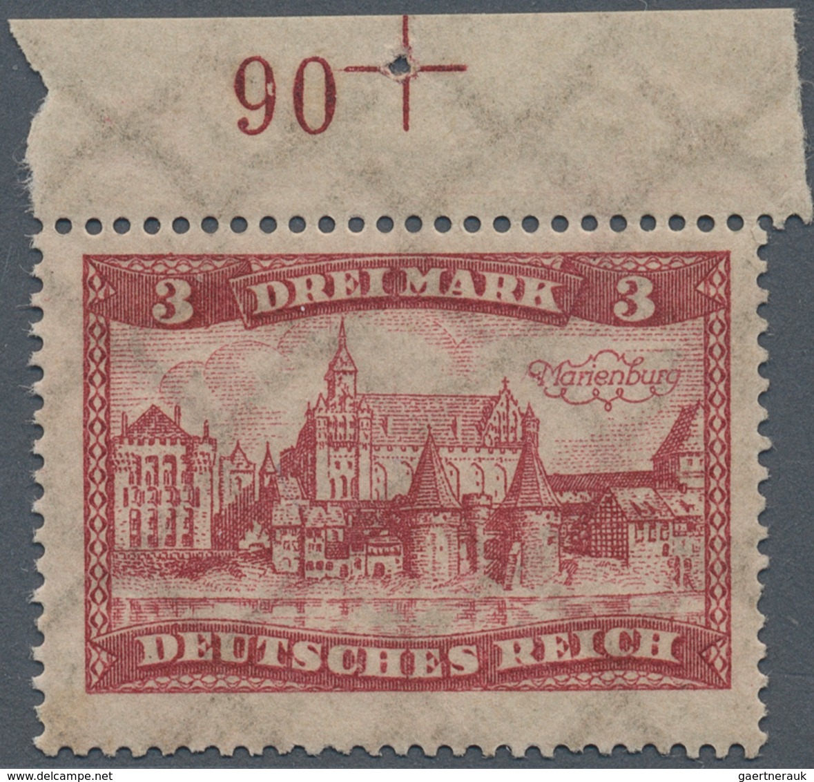 Deutsches Reich - Weimar: 1924, 3 M. Burgen, Oberrandstück Mit Nach Links Versetztem Reihenwertzähle - Unused Stamps