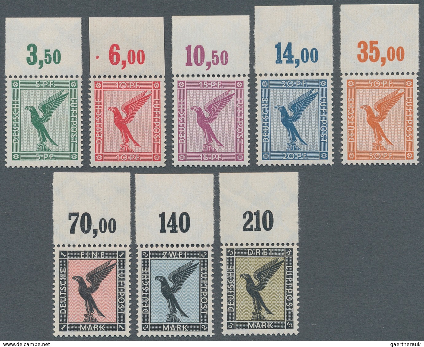 Deutsches Reich - Weimar: 1926, 5 Pf. Bis 3 M. Flugpost "Adler Auf Sockel", Kompletter Satz Einwandf - Unused Stamps