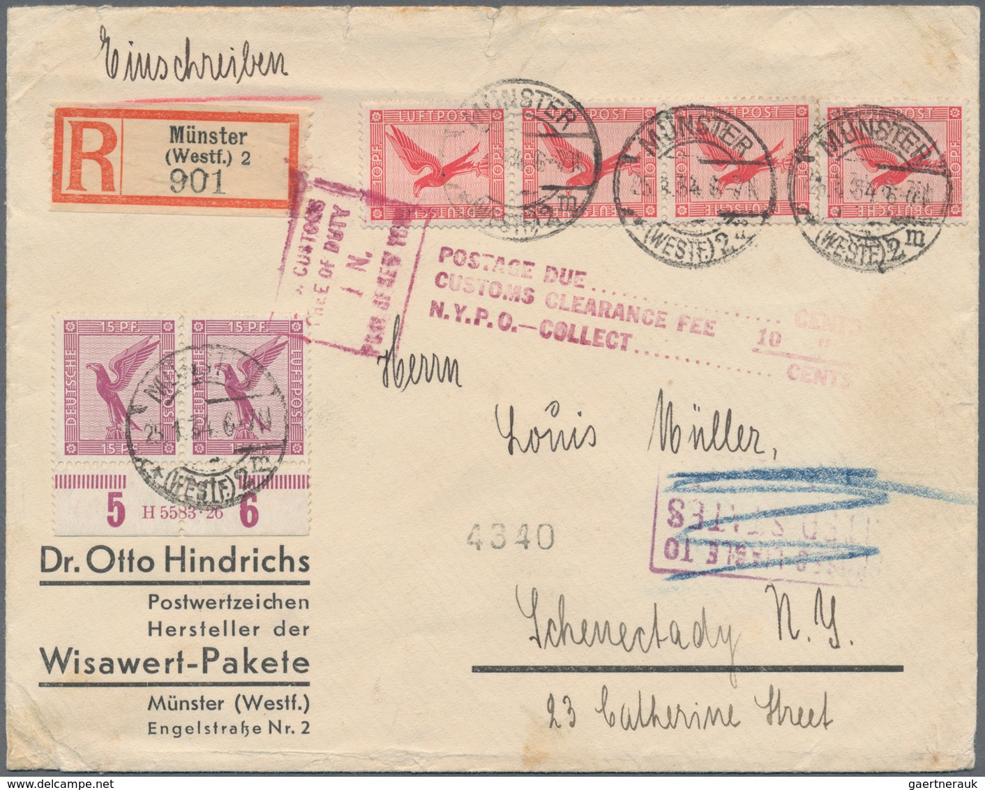 Deutsches Reich - Weimar: 1926, 15 Pf Flugpost Im Waager. Unterrand-Paar Mit HAN "H 5583.26" Mischfr - Ungebraucht