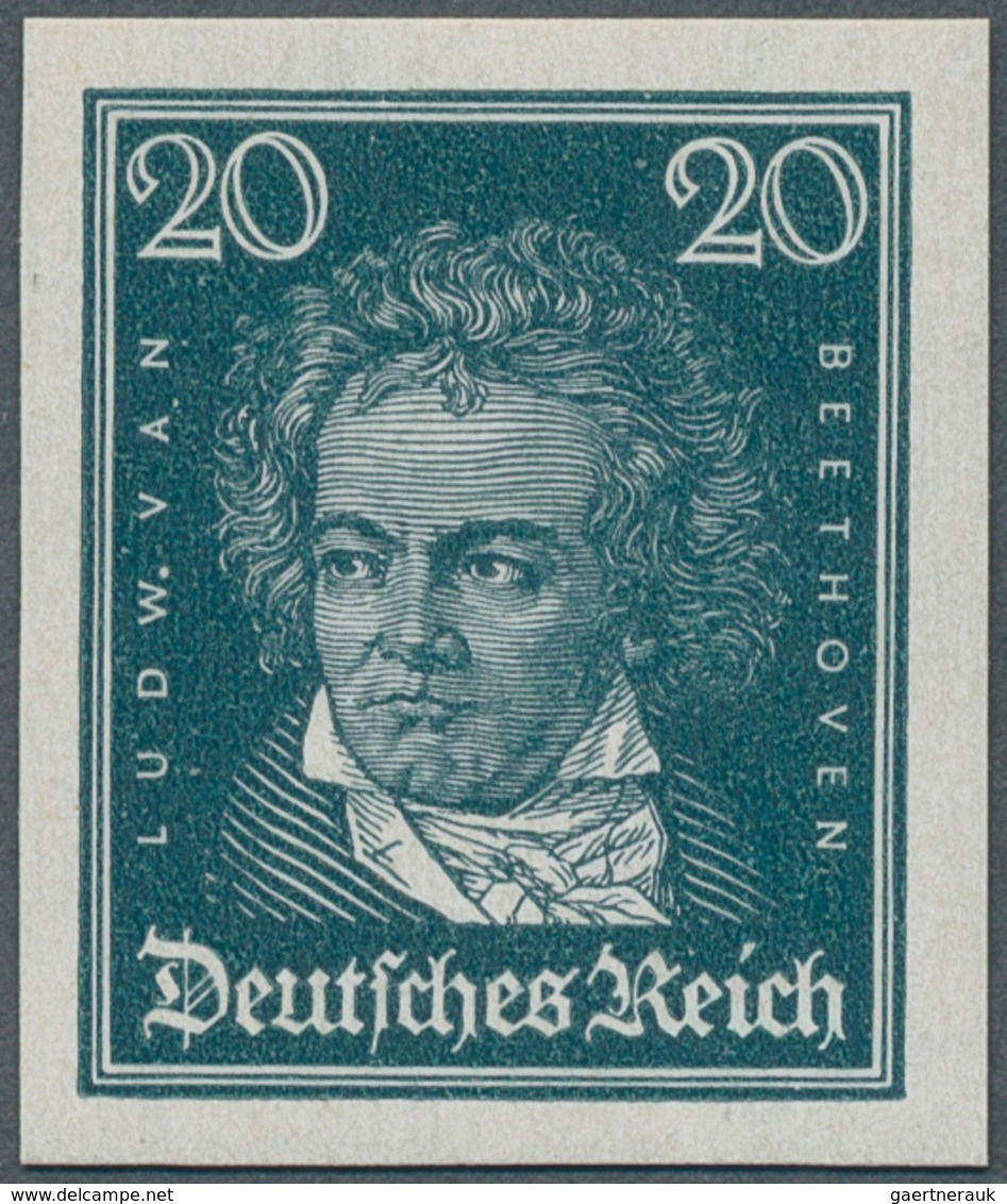 Deutsches Reich - Weimar: 1926, Beethoven 20 Pfg. Schwärzlichgrünlichblau, UNGEZÄHNT, Postfrisch, Ei - Neufs