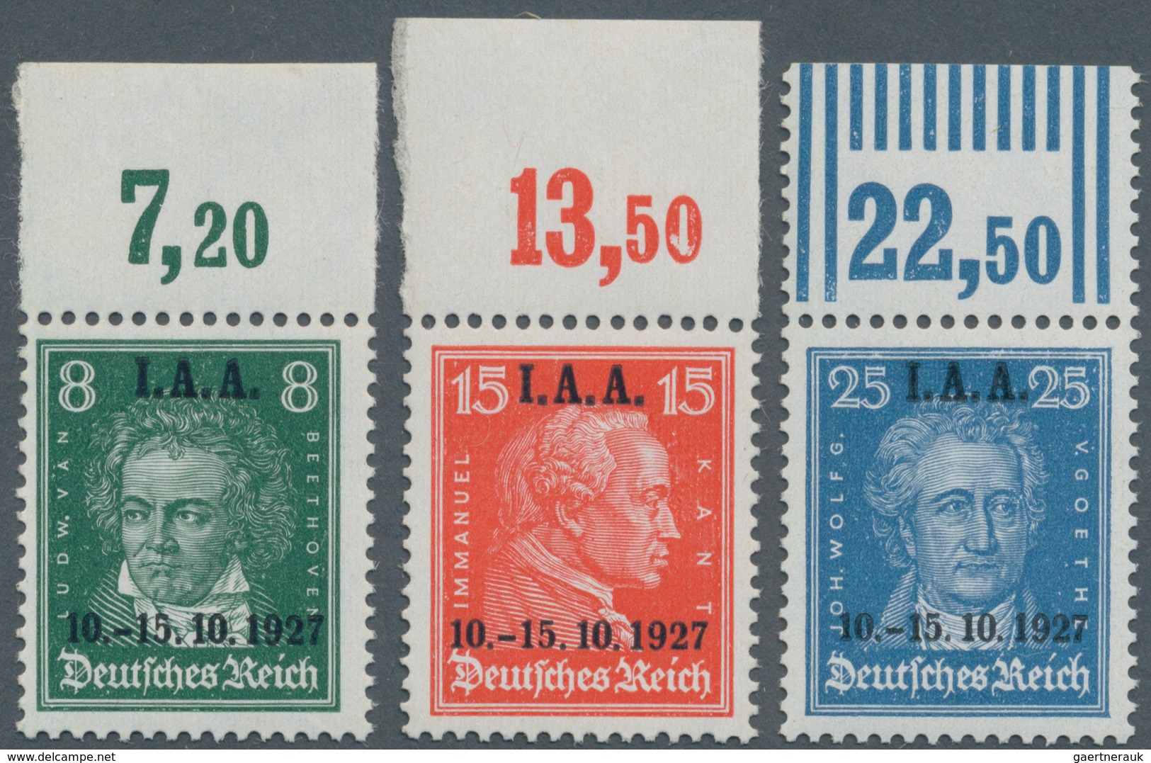 Deutsches Reich - Weimar: 1927, I.A.A.Oberrandsatz Mit 8+15 Pfg. Im Platten- Und 25 Pfg. Im Walzendr - Unused Stamps