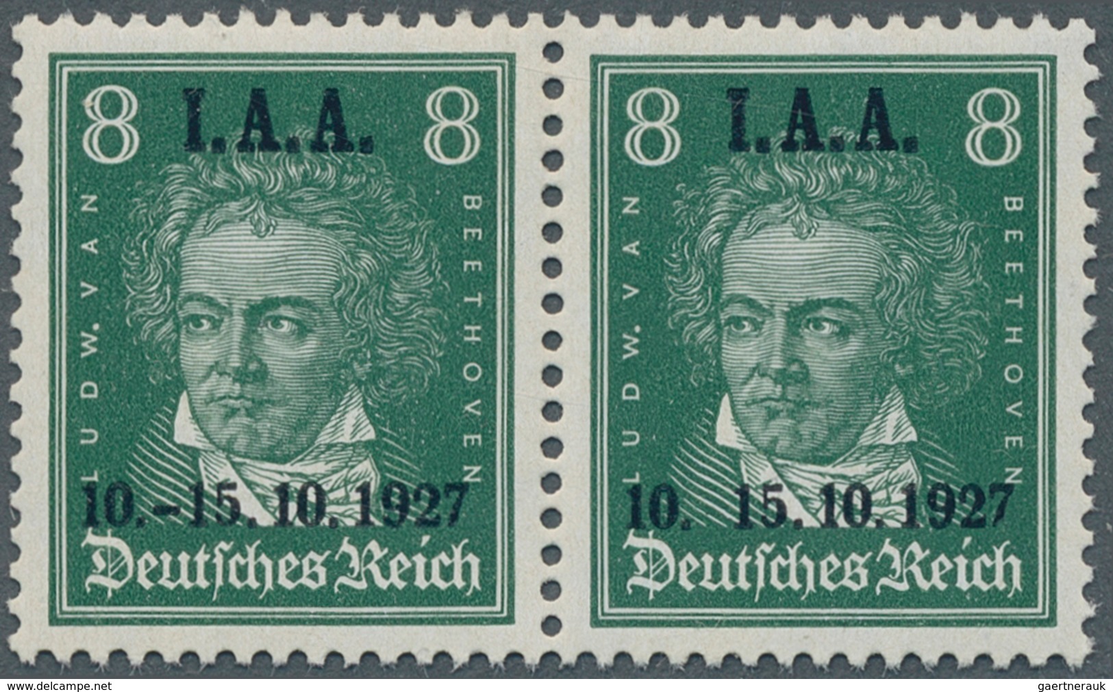 Deutsches Reich - Weimar: 1927, IAA 8 Pfg. Schwarzopalgrün, Einwandfrei Postfrisches Waagerechtes Pa - Neufs