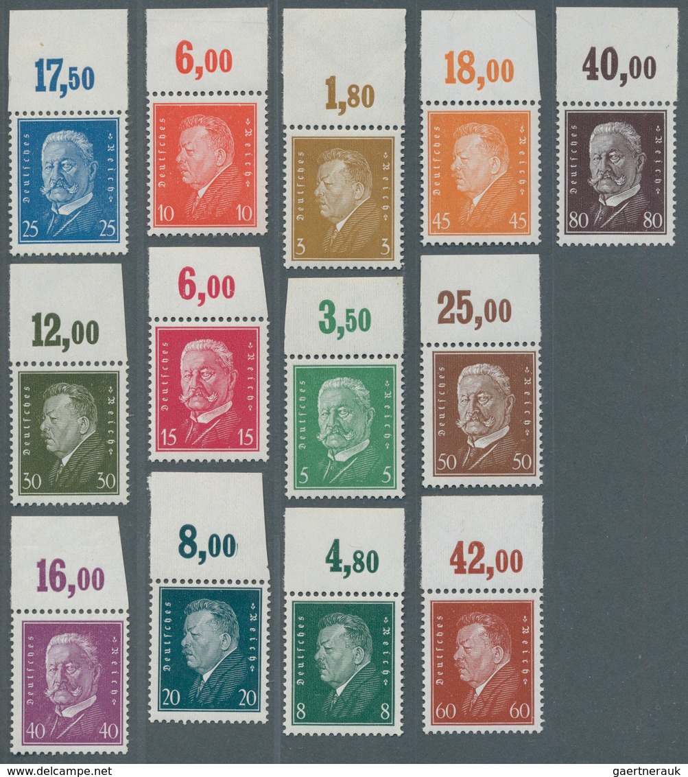 Deutsches Reich - Weimar: 1928, Einheitlicher Ungefalteter Luxus-Oberrandsatz "Reichspräsidenten" Im - Unused Stamps