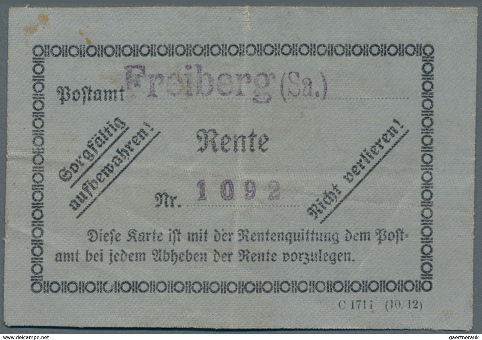 Deutsches Reich - Weimar: 1929, "Doppel Einer Rentenkarte" Mit EF 25 Pf. Reichspräsidenten, Mit Stpl - Unused Stamps