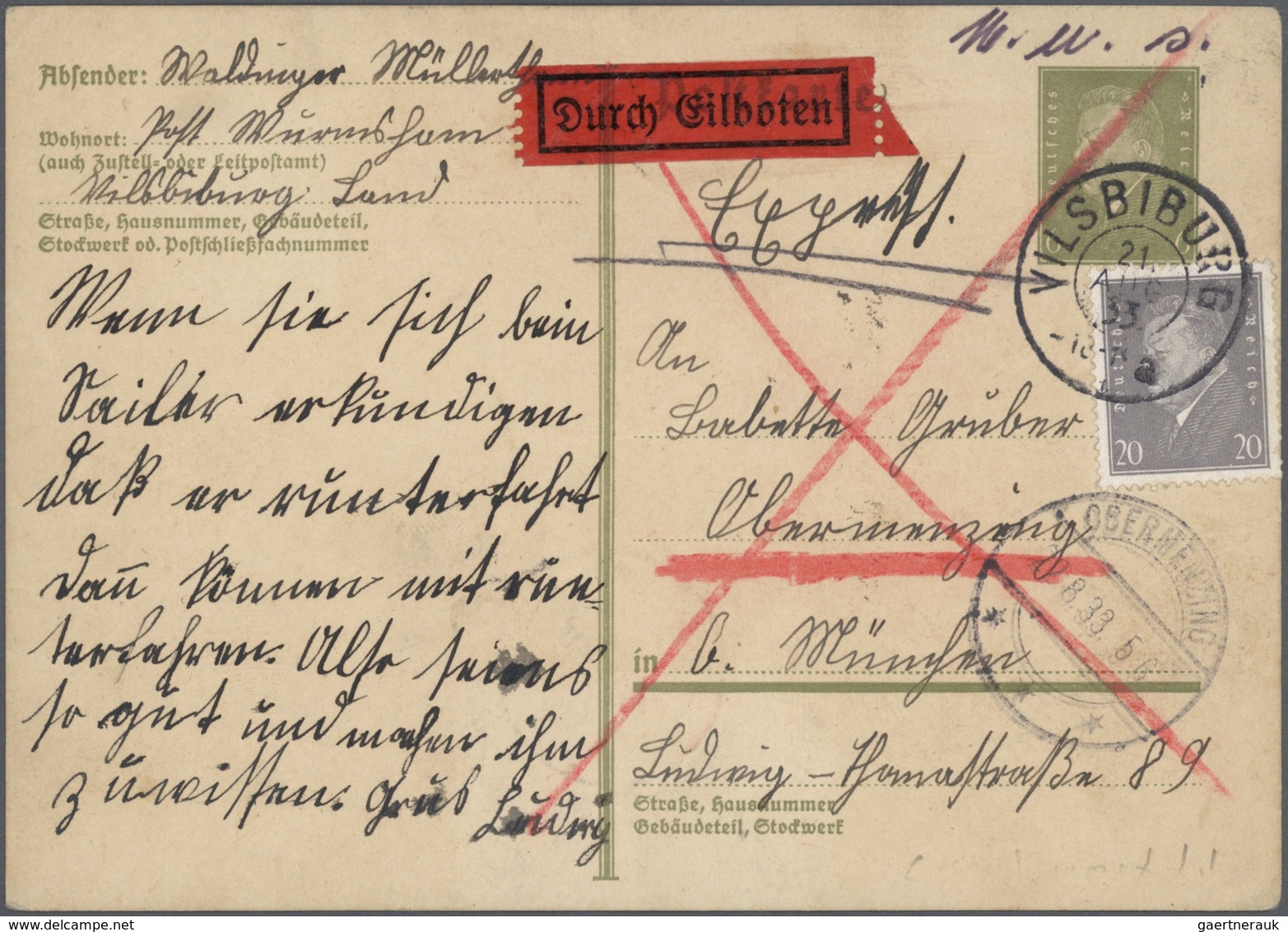 Deutsches Reich - Weimar: 1933, Ganzsachenkarte 6 Pfg. Ebert Mit Zusatzfrankatur Von Insgesamt 80 Pf - Unused Stamps