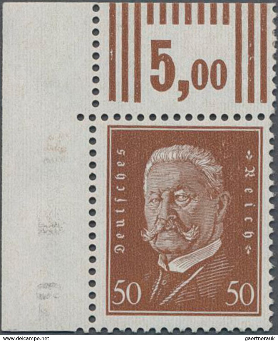 Deutsches Reich - Weimar: 1928, 50 Pf. "'Paul Von Hindenburg" Postfrische Ungefaltete Linke Obere Bo - Unused Stamps