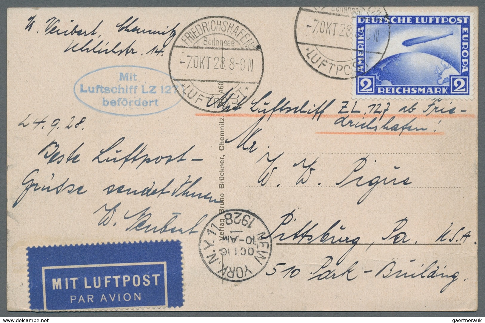 Deutsches Reich - Weimar: 1928 Bzw. 1931, "2 Und 1 RM Zeppelin" Je Als EF Auf Zwei Zeppelinkarten (A - Unused Stamps