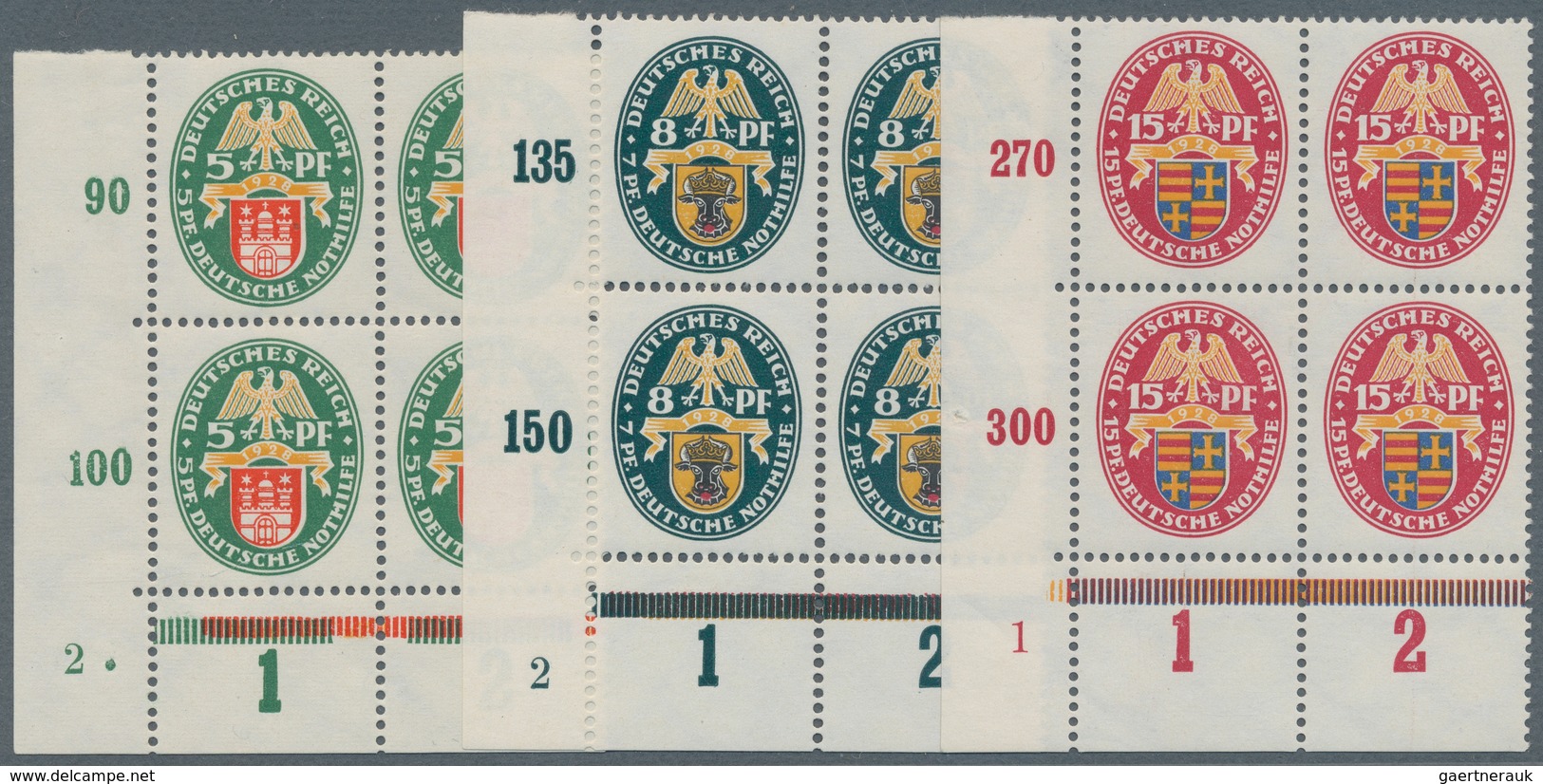 Deutsches Reich - Weimar: 1928, 4er-Blocks "Deutsche Nothilfe" Gezähnte Luxusausgabe Ungefaltet, Rän - Unused Stamps