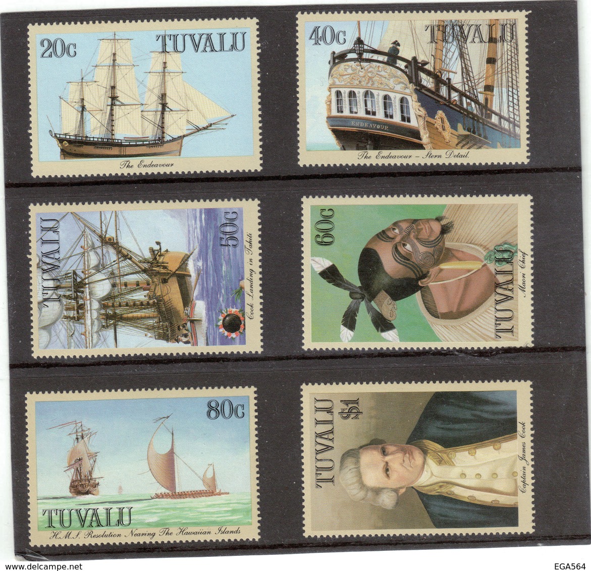 VV4 - TUVALU Poste 488/493 ** MNH De 1988 - "ENDEAVOUR" - "H.M.S.RESOLUTION" - CHEF MAORI - JAMES COOK - - Tuvalu