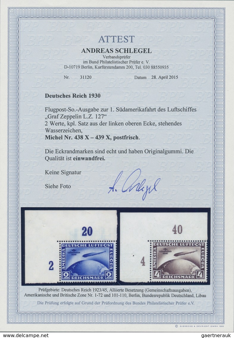Deutsches Reich - Weimar: 1930, 2 Und 4 RM Südamerikafahrt, Je Mit Wasserzeichen "X" (stehend) In Ta - Unused Stamps