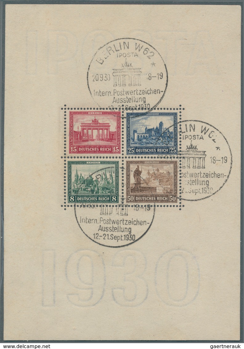 Deutsches Reich - Weimar: 1930, IPOSTA-Block Sauber Entwertet Mit Drei SST Vom 20.9.30, Blockrand Et - Unused Stamps