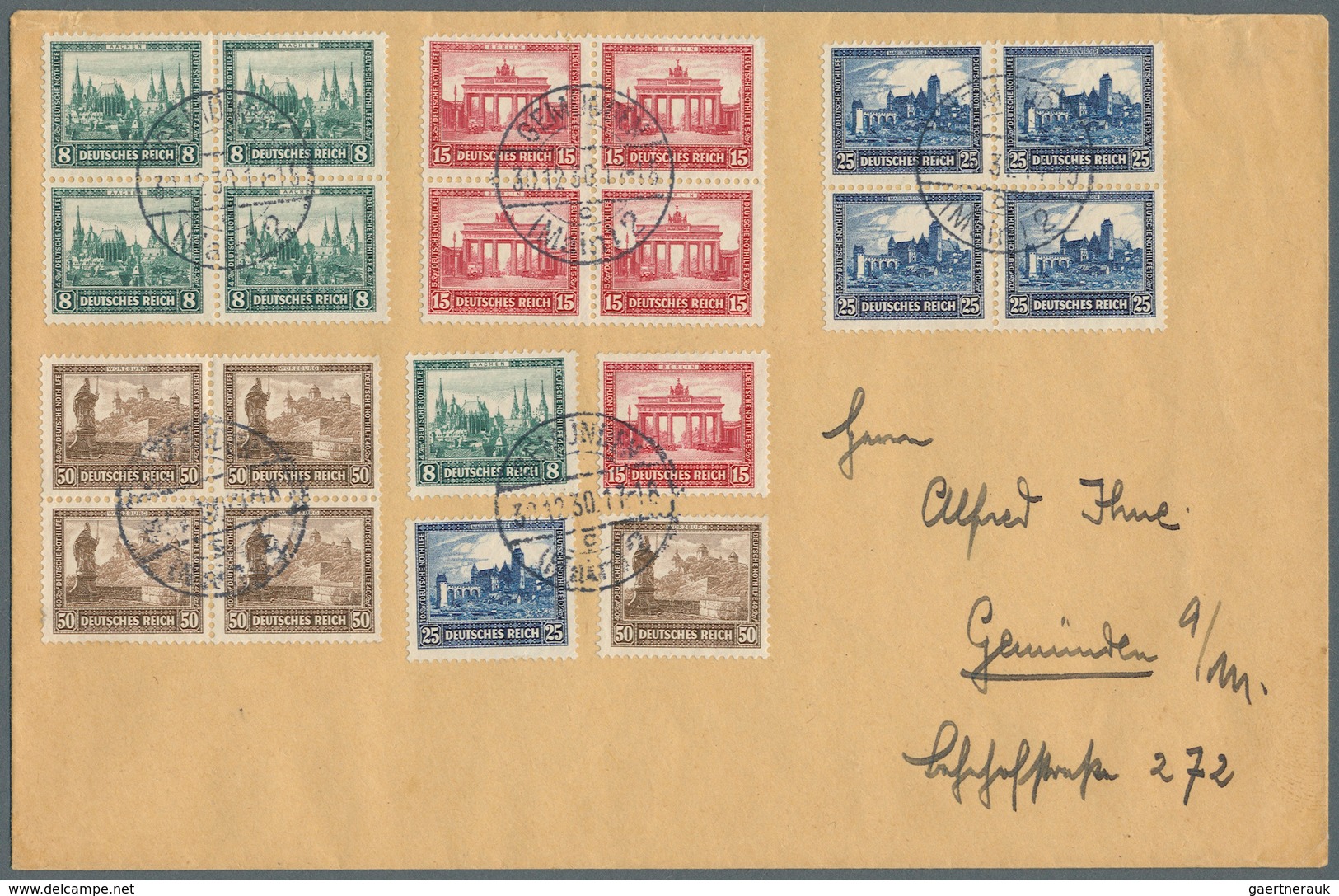 Deutsches Reich - Weimar: 1930, 8 Pf. Bis 50 Pf. Deutsche Nothilfe, Komplette Ausgabe Im Viererblock - Unused Stamps