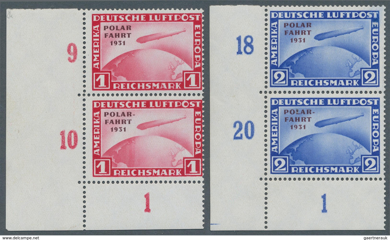 Deutsches Reich - Weimar: 1931, Polarfahrt 1 RM Und 2 RM, Senkrechte Postfrische Paare Aus Der Linke - Unused Stamps