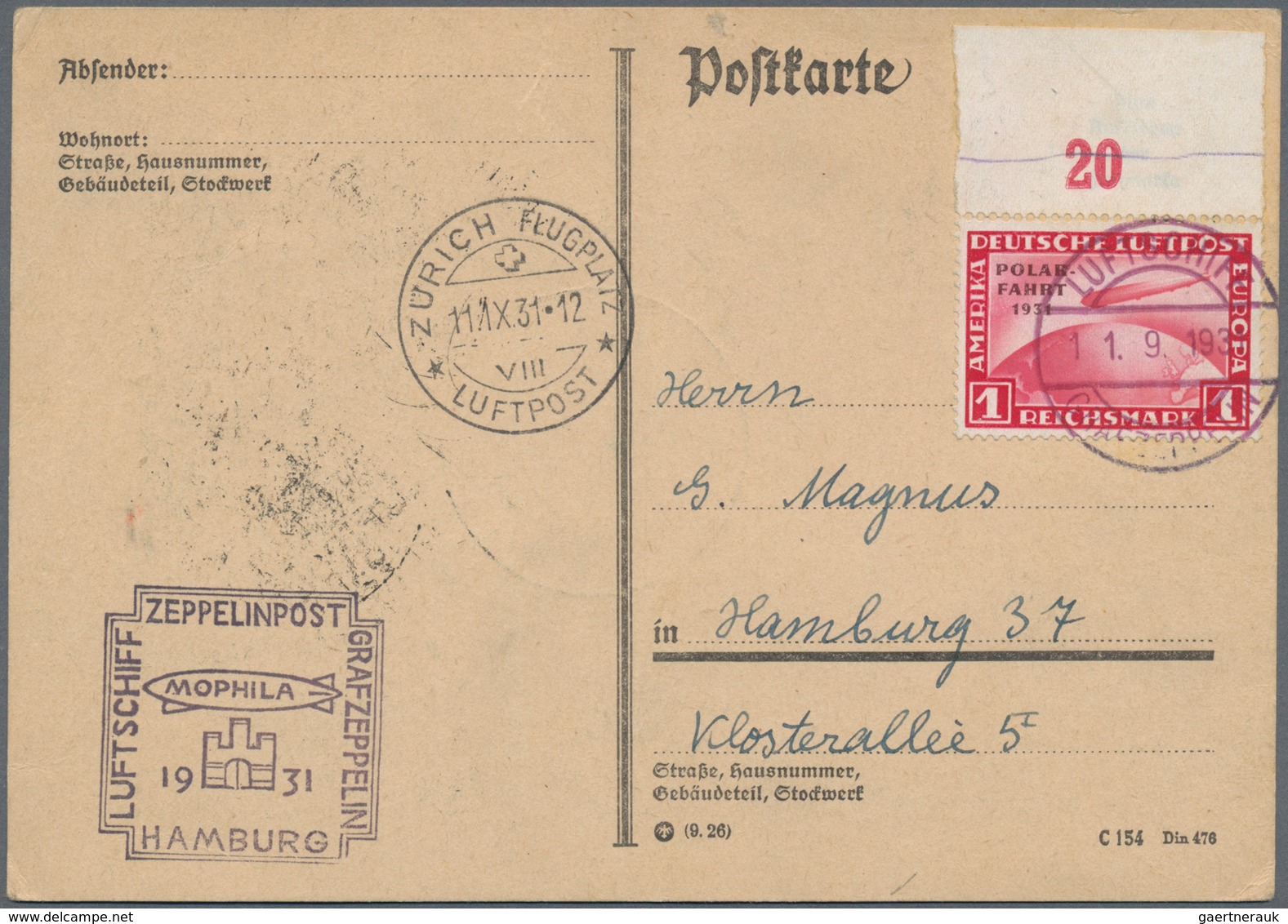 Deutsches Reich - Weimar: 1930, 1 RM, 2 RM Und 4 RM Polarfahrt Jeweils Einzelfrankatur Auf Drei Zepp - Unused Stamps