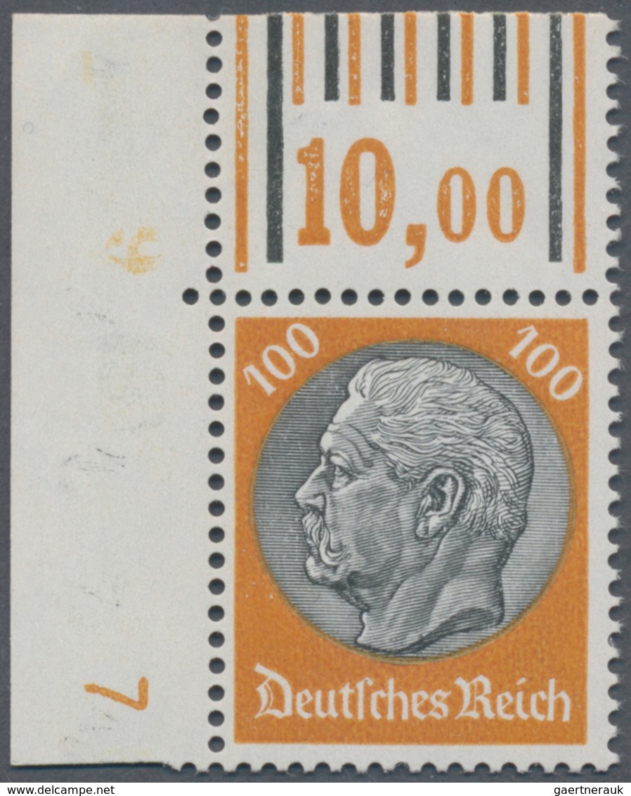 Deutsches Reich - 3. Reich: 1933, 100 Pfg. Hindenburg Mit Walzen-Oberrand Aus Der Linken Oberen Boge - Lettres & Documents