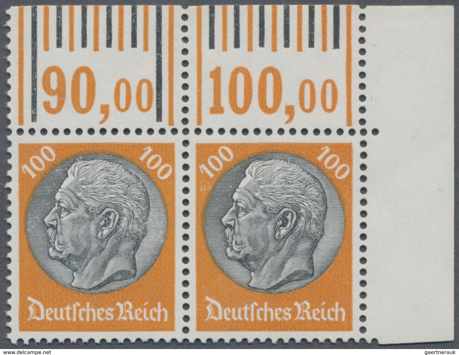 Deutsches Reich - 3. Reich: 1933, 100 Pfg. Hindenburg, Waagrechtes Paar Aus Der Rechten Oberen Bogen - Covers & Documents