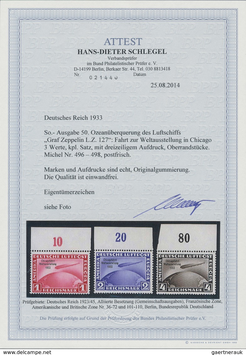 Deutsches Reich - 3. Reich: 1933, 1 - 4 M. Zeppelin Chicagofahrt, Kompletter Satz In Tadellos Postfr - Covers & Documents