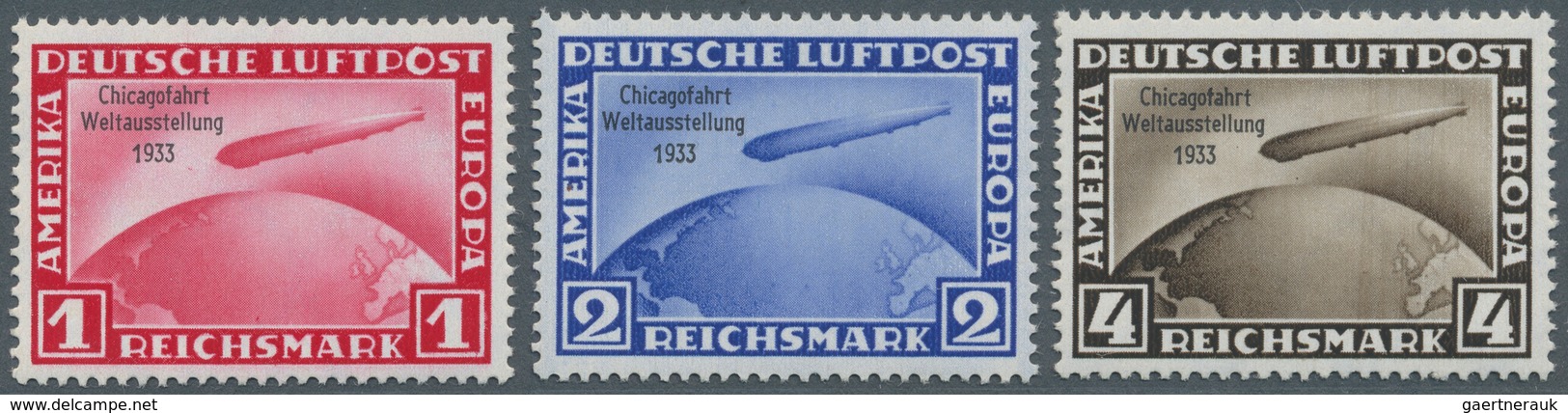 Deutsches Reich - 3. Reich: 1933, Satz "Ozeanüberquerung Des Luftschiffes Graf Zeppelin" / "Chicagof - Briefe U. Dokumente