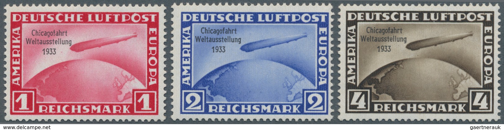 Deutsches Reich - 3. Reich: 1933, 1 M. - 4 M. Zeppelin Chikago-Fahrt, Kompletter Einwandfrei Postfri - Lettres & Documents