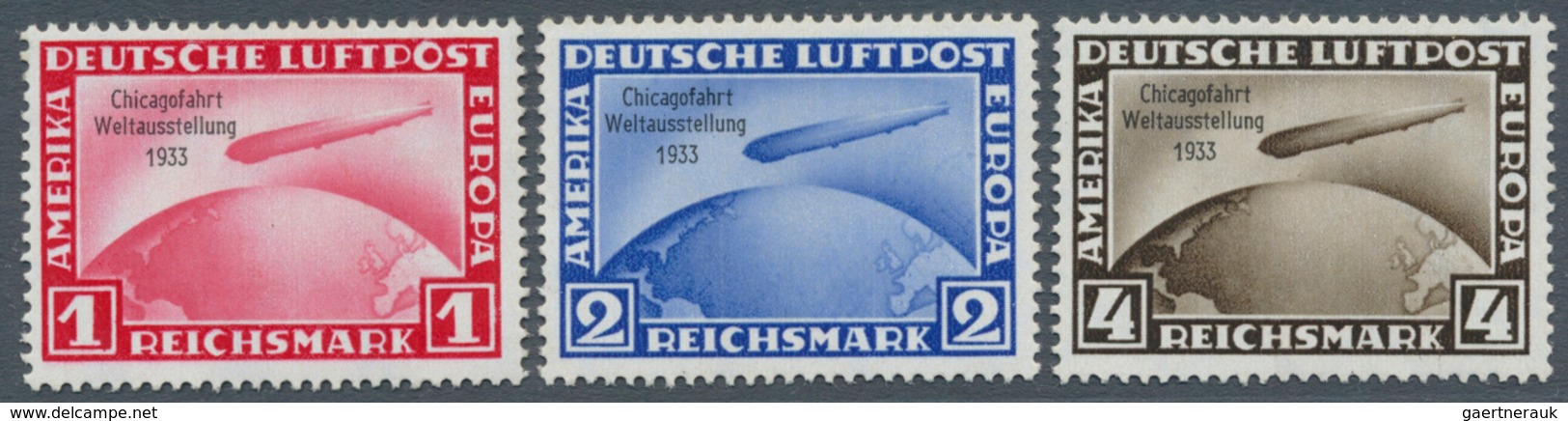 Deutsches Reich - 3. Reich: 1933, Chicagofahrt, Kompletter Satz Mit Sehr Sauberem Erstfalz. - Lettres & Documents