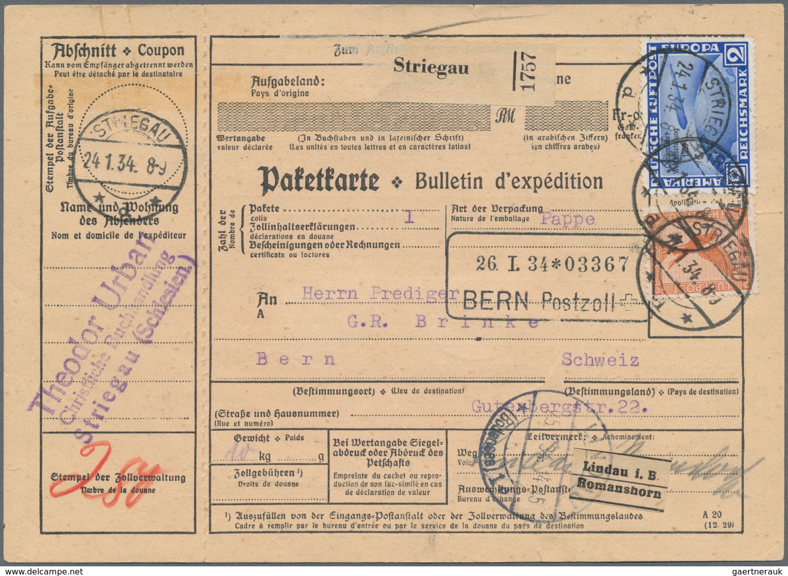 Deutsches Reich - 3. Reich: 1933, 2 RM Ultramarin "Chicagofahrt" Sowie 10 Pf, 20 Pf U. 50 Pf Flugpos - Lettres & Documents