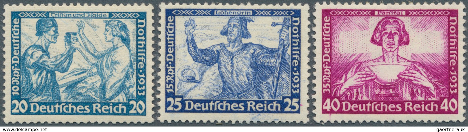 Deutsches Reich - 3. Reich: 1933, 20 Pfg. In B-Zähnung Sowie 25 Und 40 Pfg. Wagner, Alle 3 Höchstwer - Covers & Documents