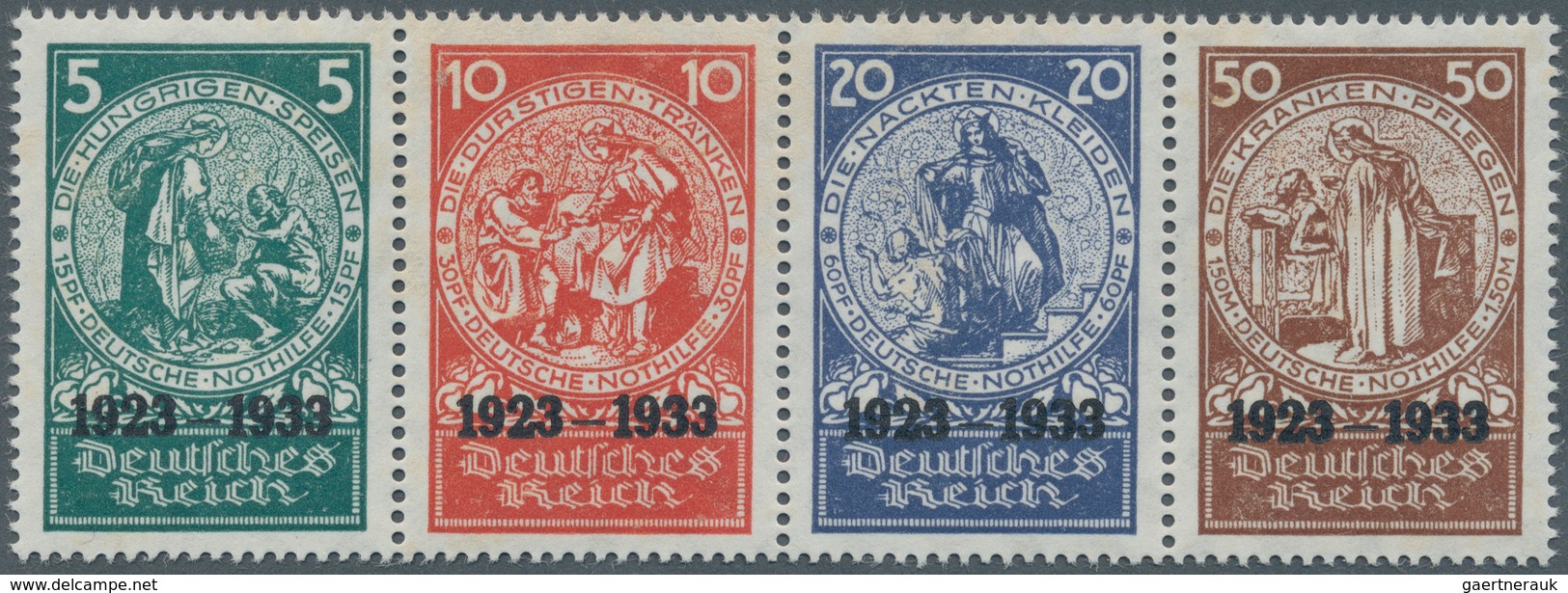 Deutsches Reich - 3. Reich: 1933, 5-50 Pfg. Nothilfe-Blockmarken Im Waagerechten Zusammendruck Ohne - Lettres & Documents