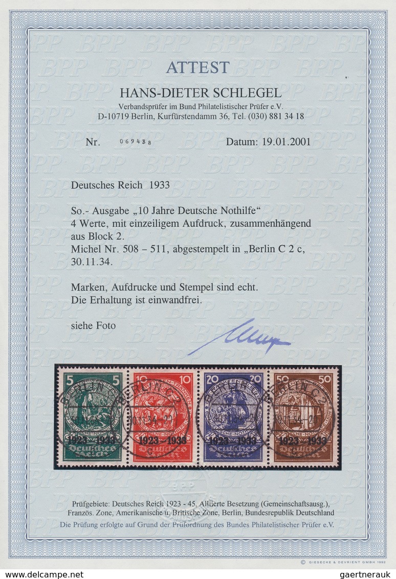 Deutsches Reich - 3. Reich: 1934 (30.11.), "10 Jahre Deutsche Nothilfe" Blockausgabe Mit 4 Sauberen - Covers & Documents