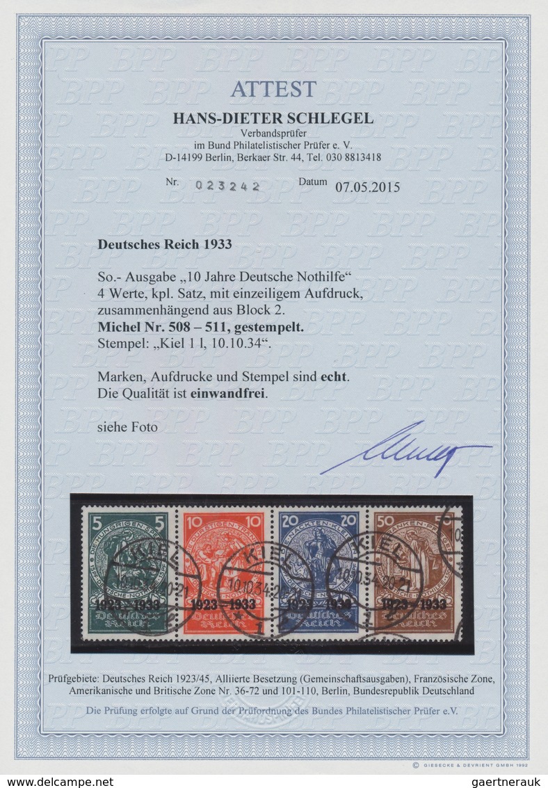 Deutsches Reich - 3. Reich: 1933, Nothilfe-Block Herzstück, Zusammenhängender Viererstreifen Ohne Ra - Lettres & Documents