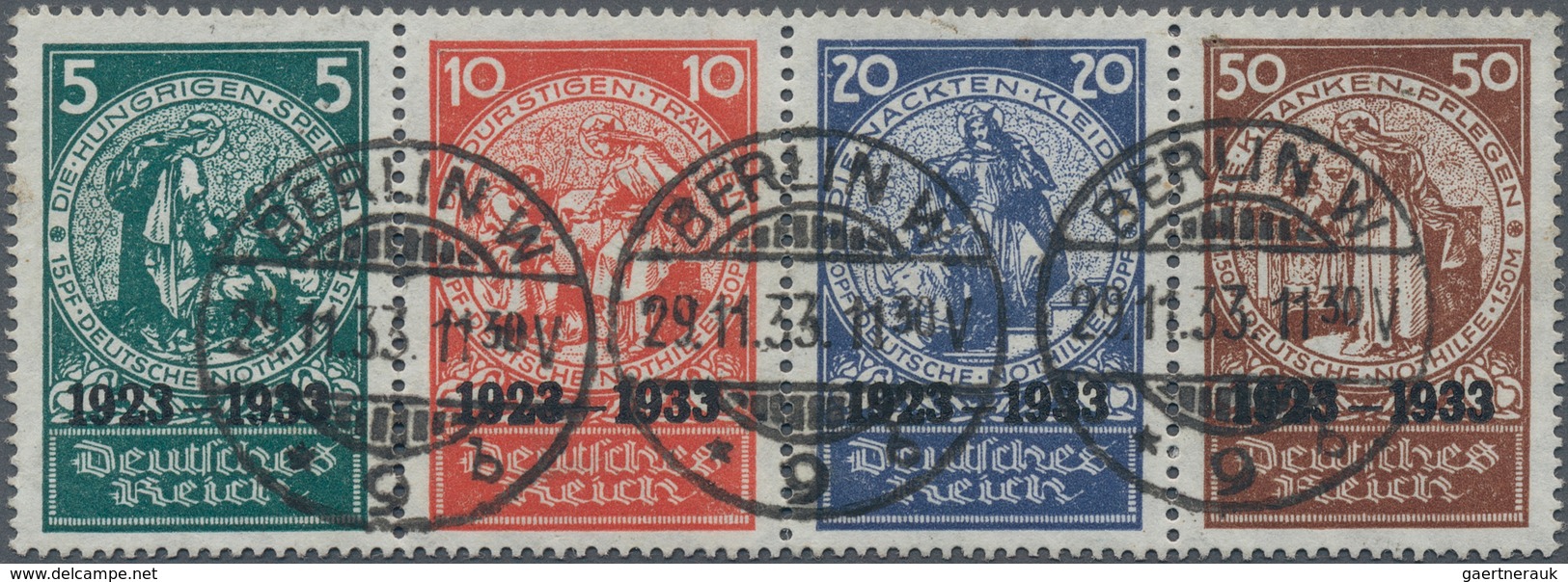 Deutsches Reich - 3. Reich: 1933, 5-50 Pfg. Nothilfe-Blockmarken Im Waagerechten Zusammendruck Ohne - Lettres & Documents