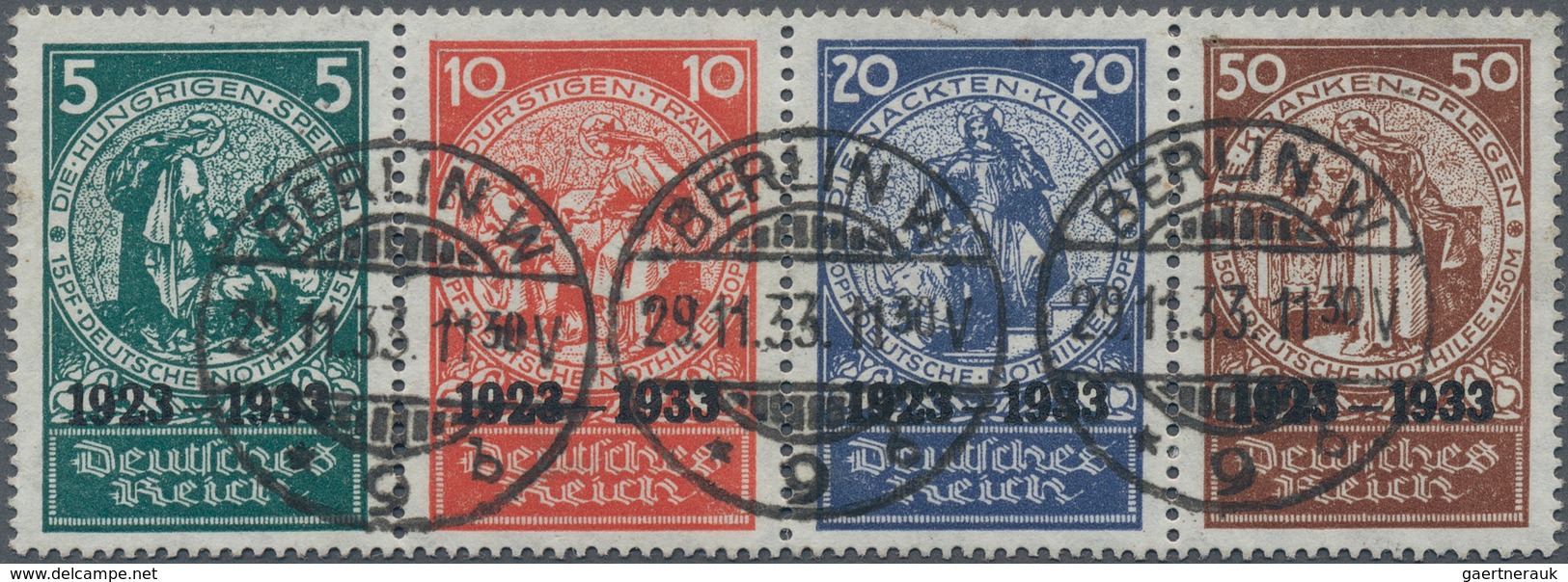Deutsches Reich - 3. Reich: 1933, 5-50 Pfg. Nothilfe-Blockmarken Im Waagerechten Zusammendruck Ohne - Briefe U. Dokumente