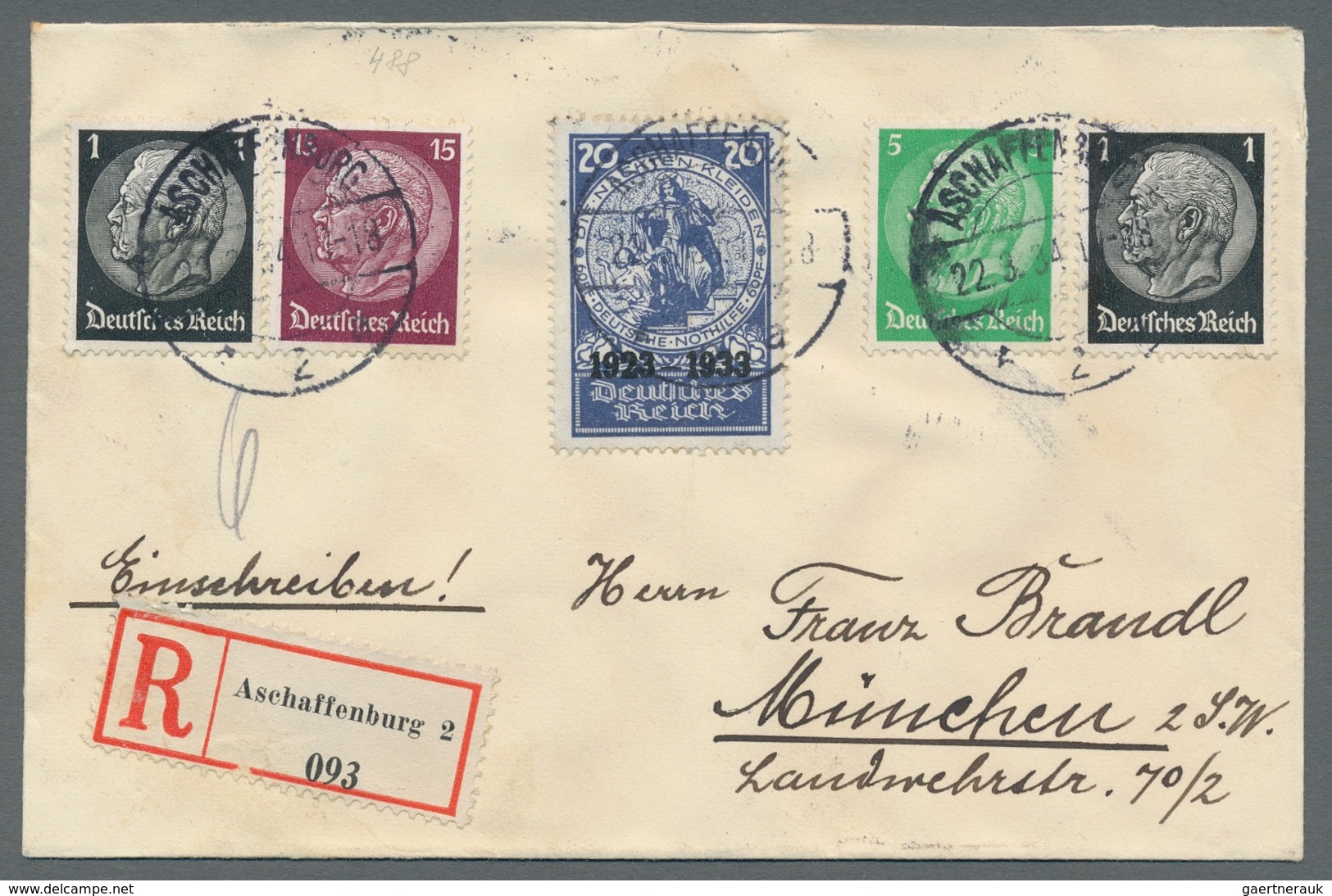 Deutsches Reich - 3. Reich: 1933, "20 Pfg. Einzelmarke Aus Nothilfeblock" Mit Zusatzfrankatur Als Po - Covers & Documents