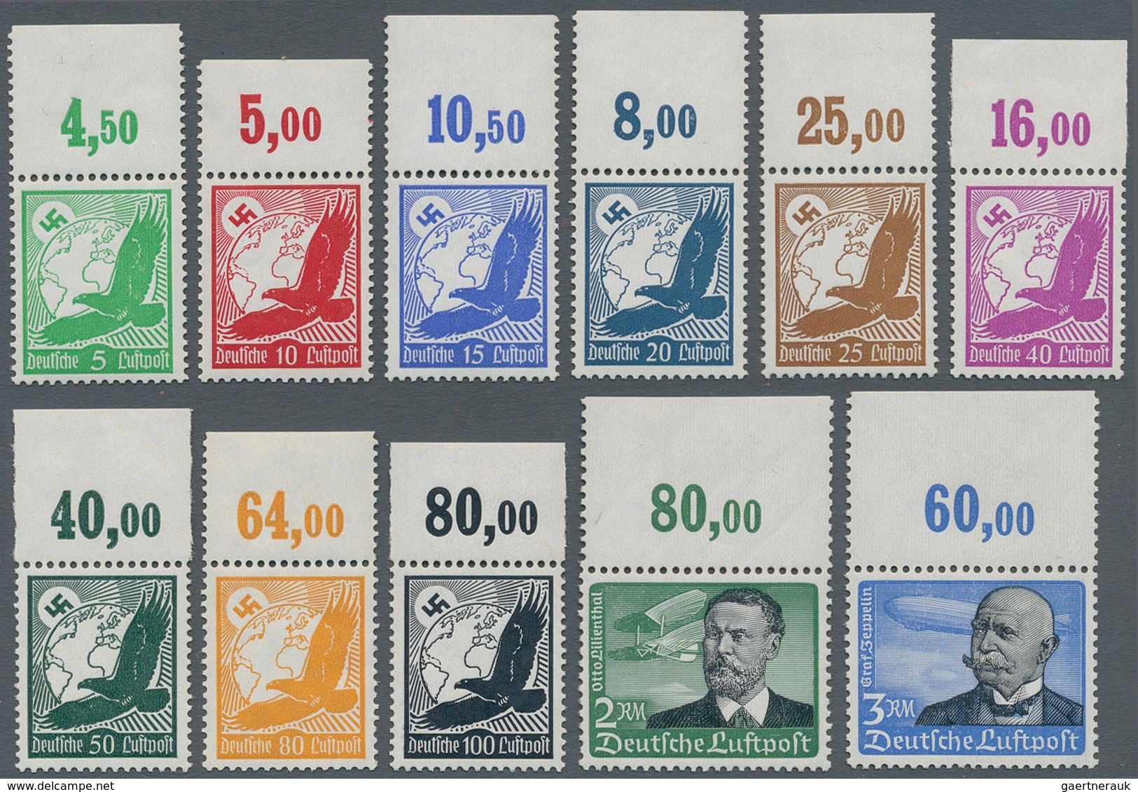 Deutsches Reich - 3. Reich: 1934, Flugpostmarken 5 Pfg. Bis 3 RM, Einwandfrei Postfrischer Satz Vom - Covers & Documents