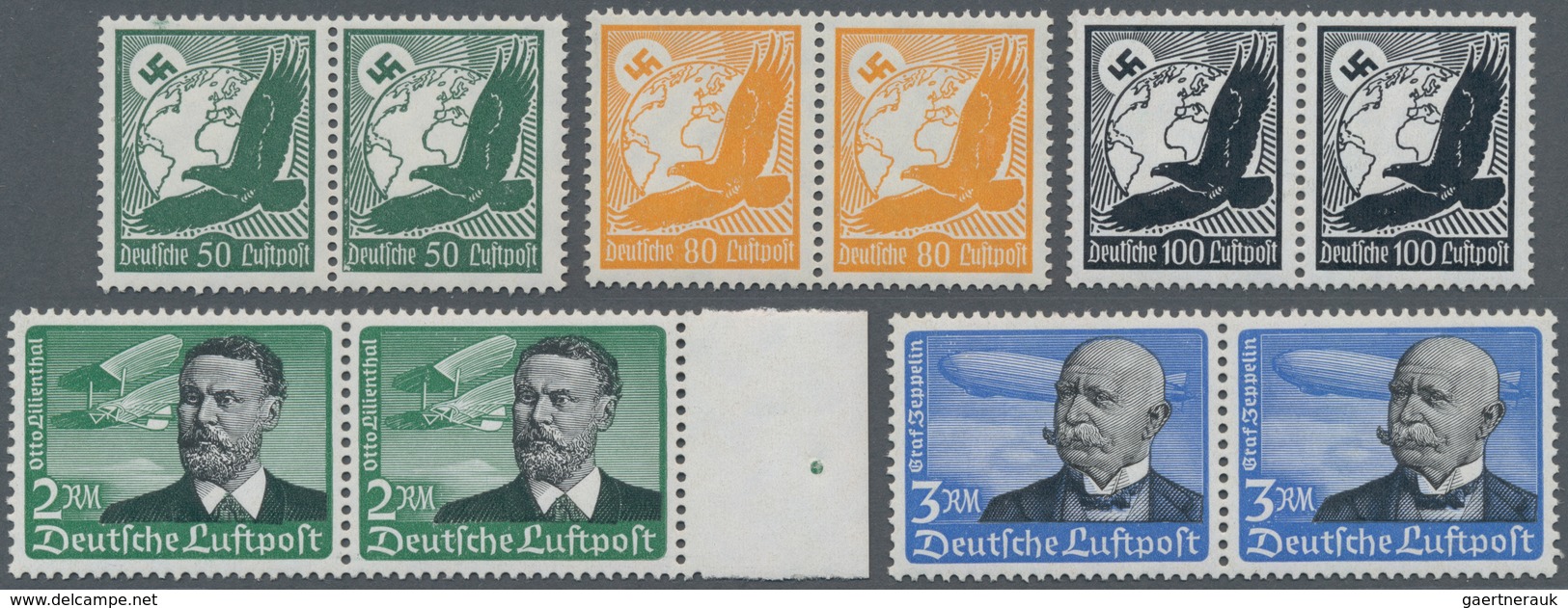 Deutsches Reich - 3. Reich: 1934, Flugpostmarken, Kpl. Satz In Waag. Paaren, Mi. 1600,- - Briefe U. Dokumente